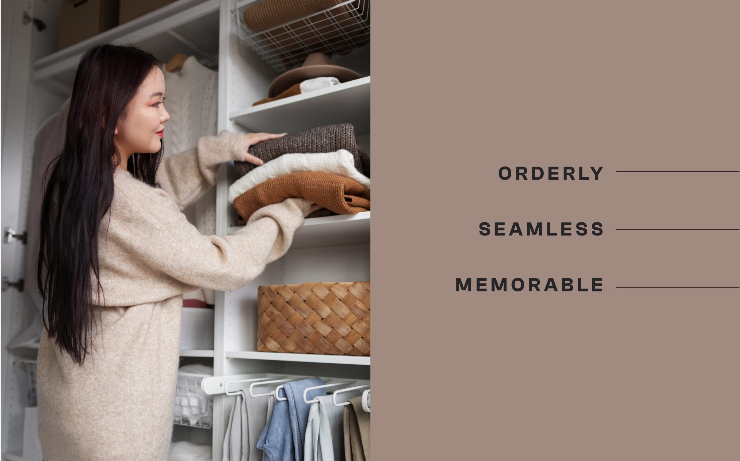 woman organizing closet