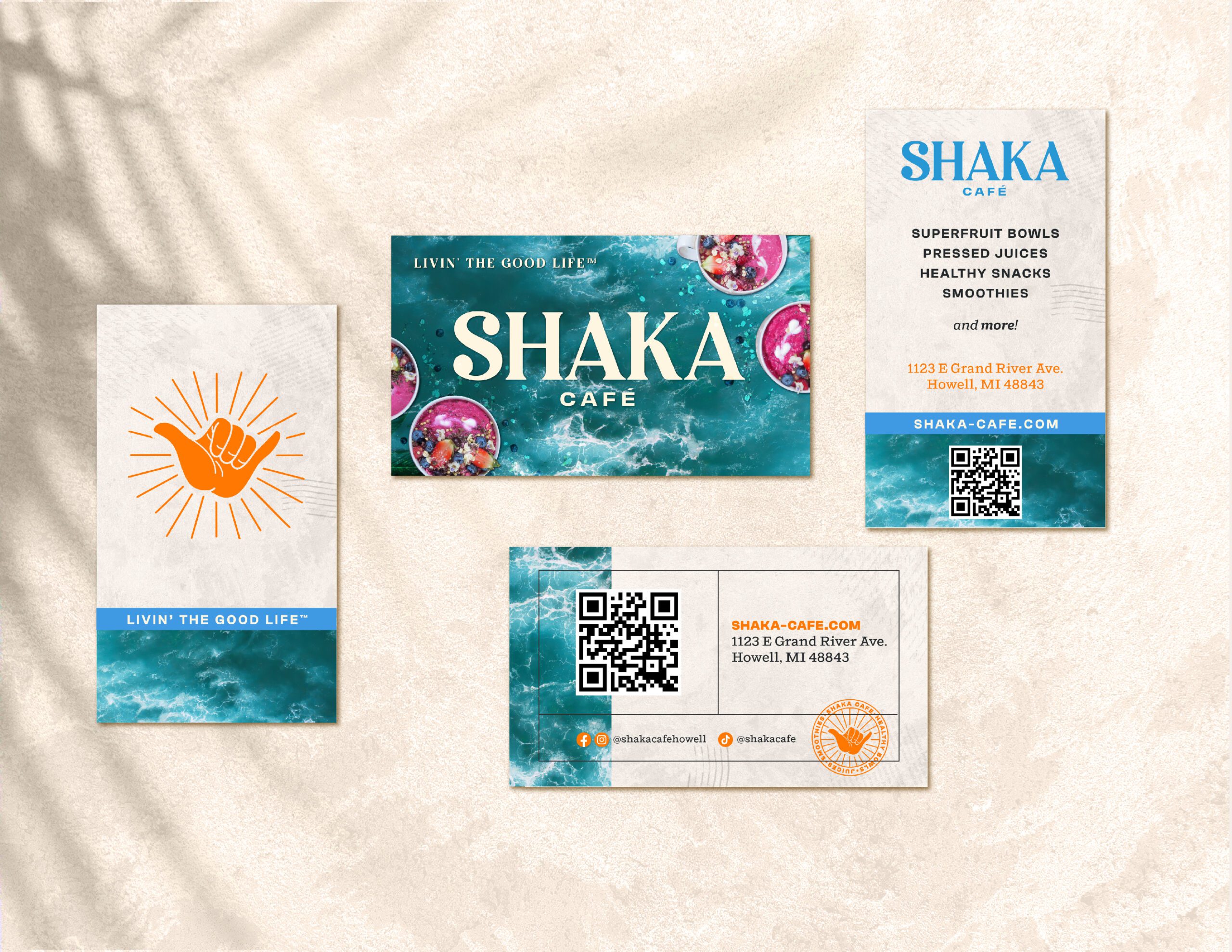 shaka cafe business cards