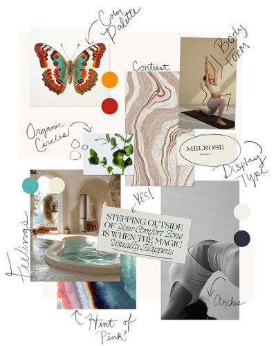 Custom mood board with sketches